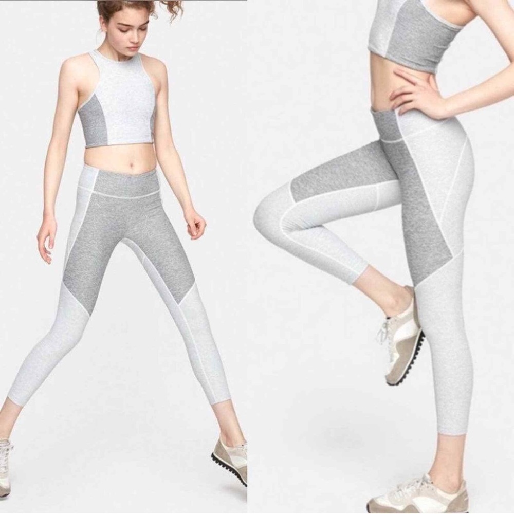 Outdoor Voices Warmup Legging, Small, Two-Tone, 7/8 white and grey